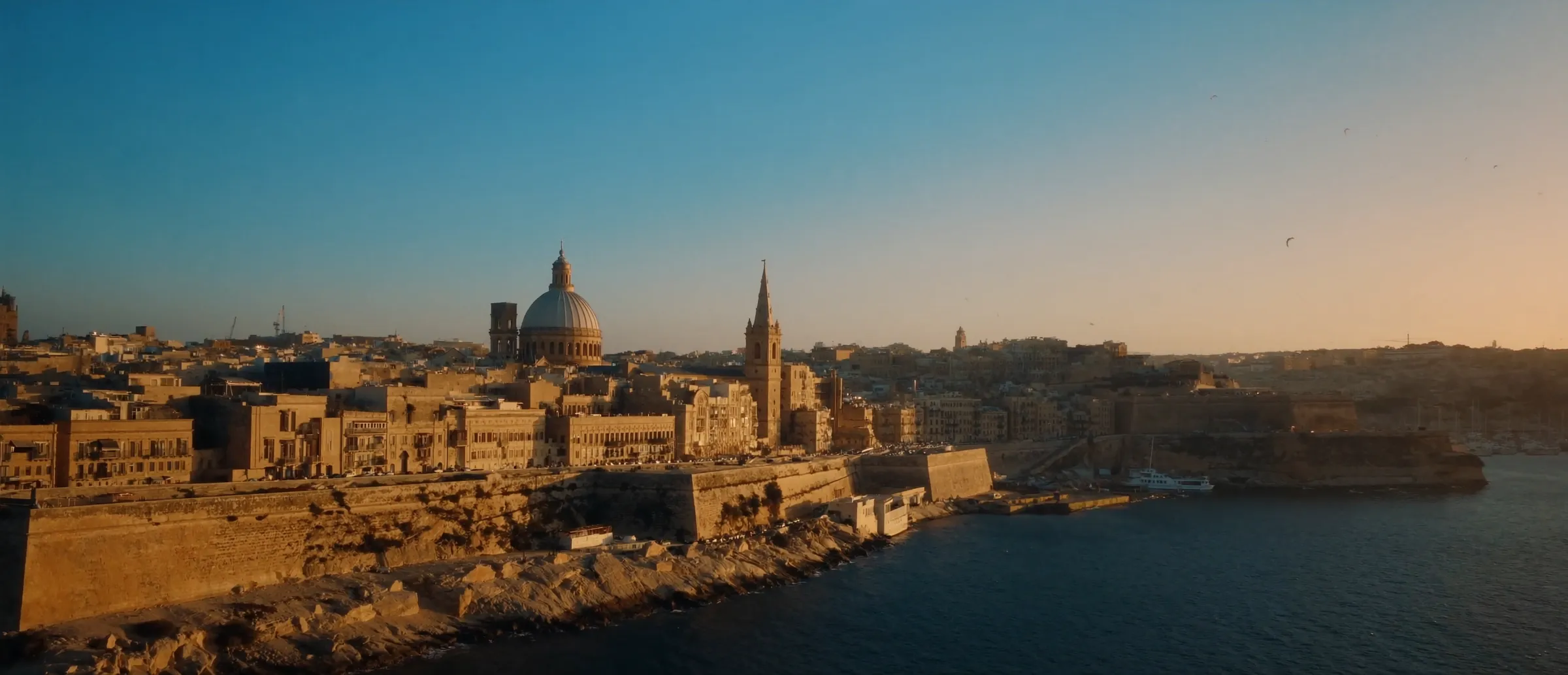 Valletta and the Grand Harbour at golden hour, Malta