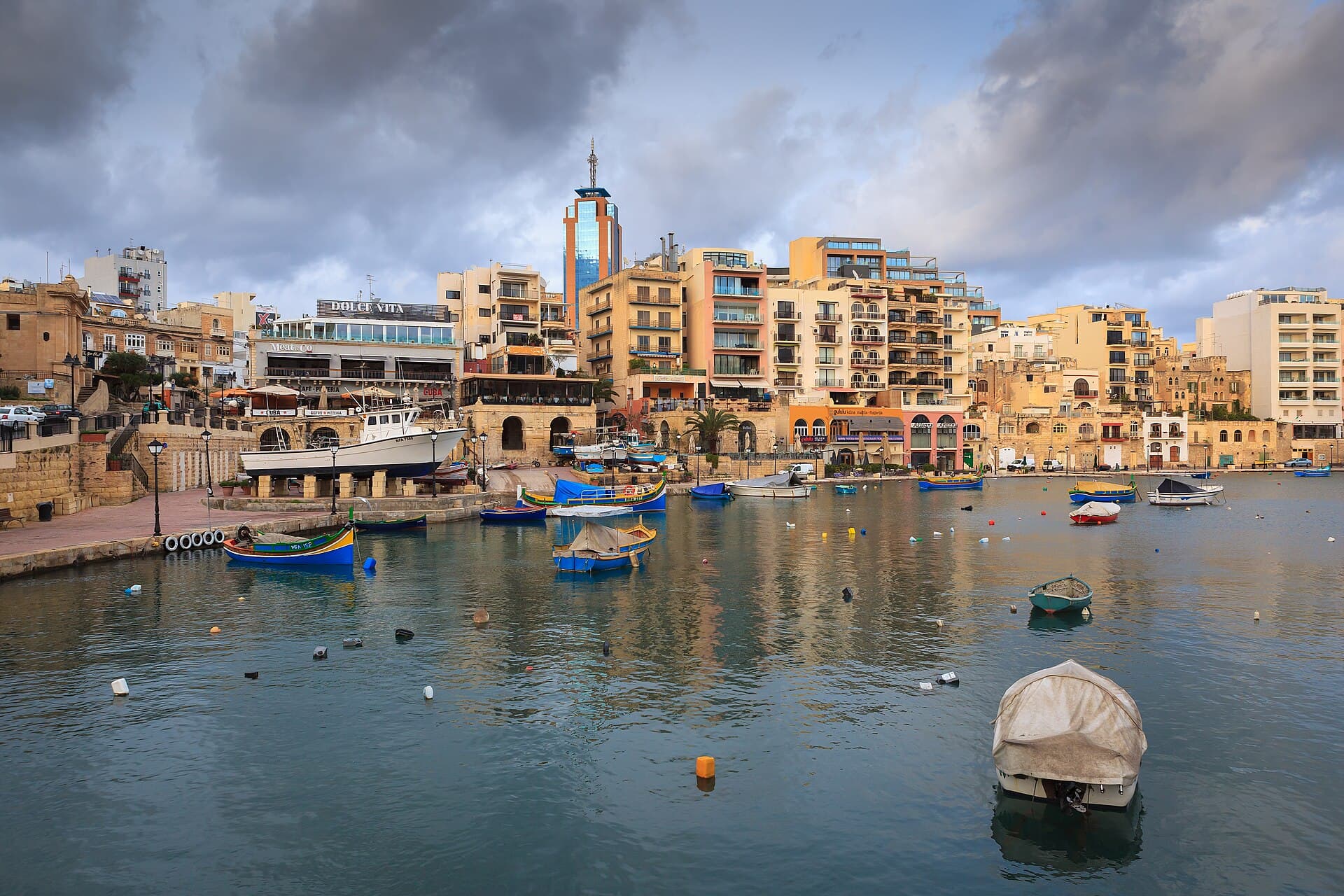 Spinola Bay, St Julian's, Malta at sunset