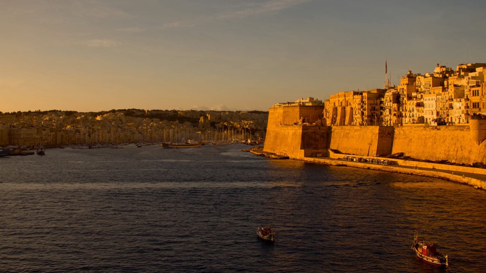 Valletta and the Grand Harbour, Malta, at golden hour