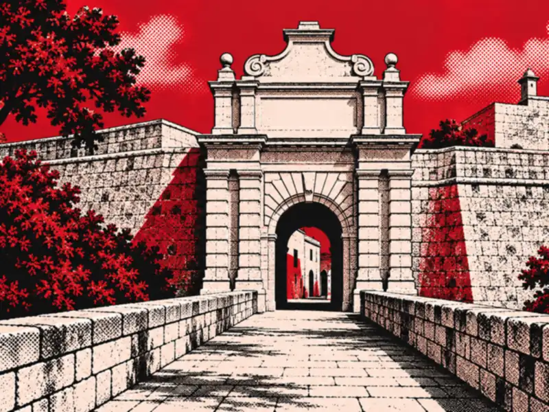 Poster illustration of the Mdina city gate